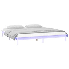 vidaXL gultas rāmis, LED, balts, 120x190 cm, divvietīgs, masīvkoks цена и информация | Кровати | 220.lv