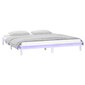 vidaXL gultas rāmis, LED, balts, 160x200 cm, masīvkoks cena un informācija | Gultas | 220.lv