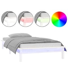 vidaXL gultas rāmis, LED, balts, 75x190 cm, vienvietīgs, masīvkoks cena un informācija | Gultas | 220.lv