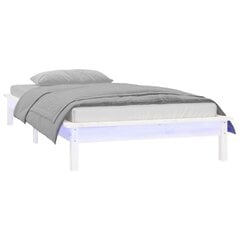 vidaXL gultas rāmis, LED, balts, 75x190 cm, vienvietīgs, masīvkoks цена и информация | Кровати | 220.lv