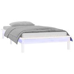 vidaXL gultas rāmis, LED, balts, 90x190 cm, vienvietīgs, masīvkoks цена и информация | Кровати | 220.lv