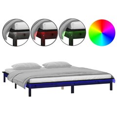 vidaXL gultas rāmis, LED, melns, 140x190 cm, masīvkoks cena un informācija | Gultas | 220.lv
