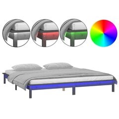 vidaXL gultas rāmis, LED, pelēks, 120x190 cm, divvietīgs, masīvkoks цена и информация | Кровати | 220.lv