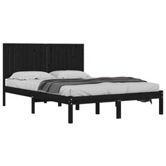 vidaXL gultas rāmis, melns, masīvkoks, 180x200 cm, 6FT, King izmērs cena un informācija | Gultas | 220.lv