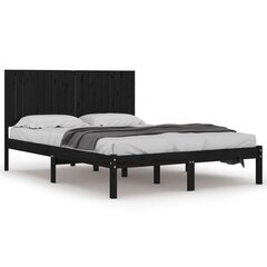 vidaXL gultas rāmis, melns, masīvkoks, 180x200 cm, 6FT, King izmērs cena un informācija | Gultas | 220.lv