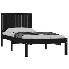vidaXL gultas rāmis, melns, priedes masīvkoks, 90x190 cm, vienvietīgs cena un informācija | Gultas | 220.lv