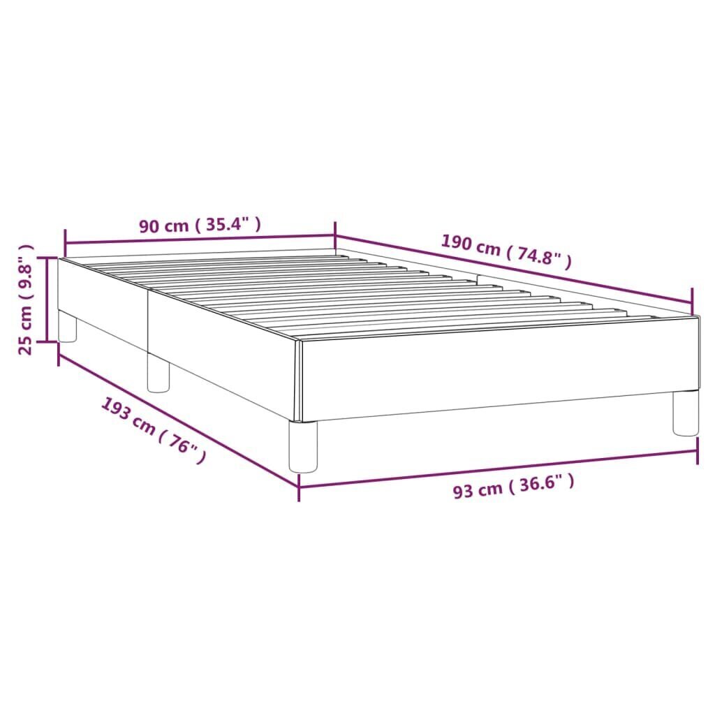 vidaXL gultas rāmis, tumši pelēks, 90x190 cm, audums цена и информация | Gultas | 220.lv