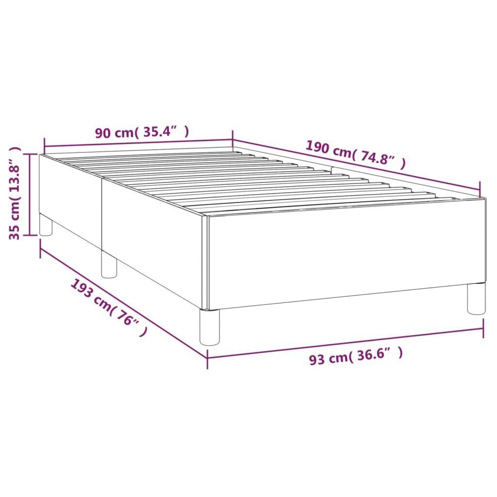 vidaXL gultas rāmis, tumši pelēks, 90x190 cm, audums cena un informācija | Gultas | 220.lv