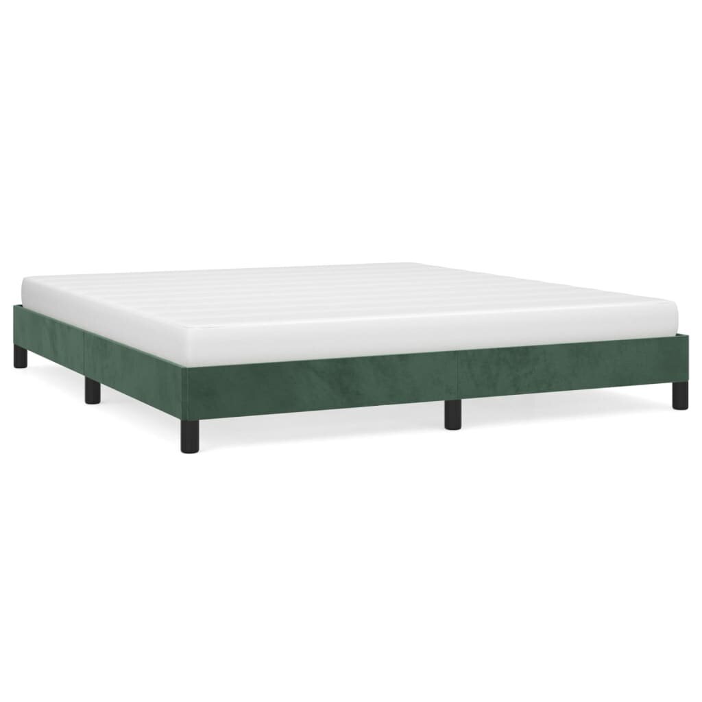 vidaXL gultas rāmis, tumši zaļš, 160x200 cm, samts cena un informācija | Gultas | 220.lv