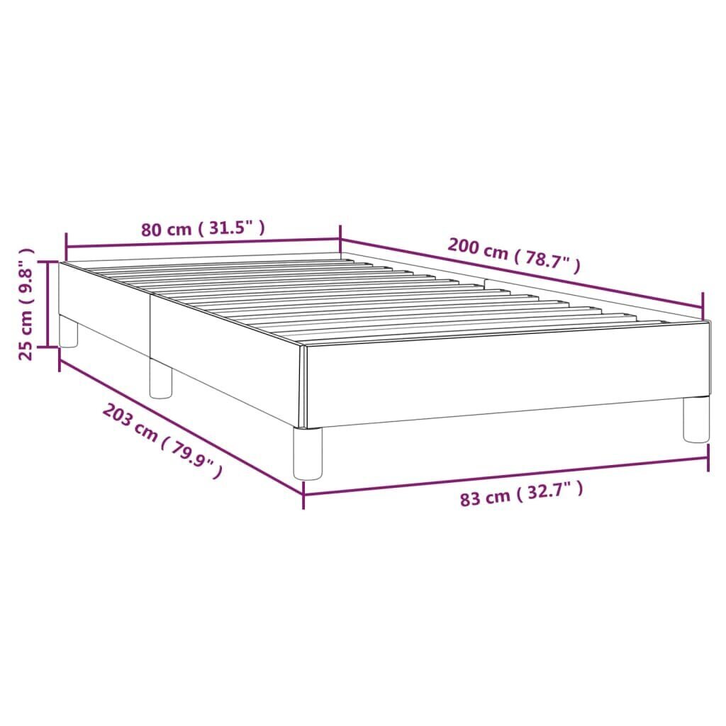 vidaXL gultas rāmis, zaļš, 80x200 cm, audums cena un informācija | Gultas | 220.lv
