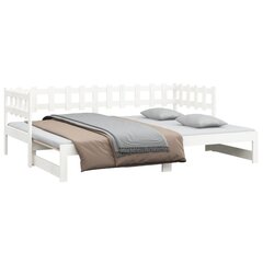 vidaXL izvelkama gulta, balta, 2x(80x200) cm, priedes masīvkoks цена и информация | Кровати | 220.lv