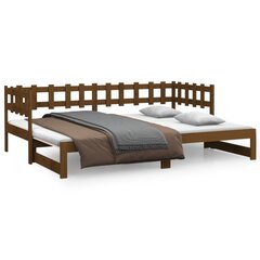 vidaXL izvelkama gulta, medus brūna, 2x(80x200) cm, priedes masīvkoks cena un informācija | Gultas | 220.lv