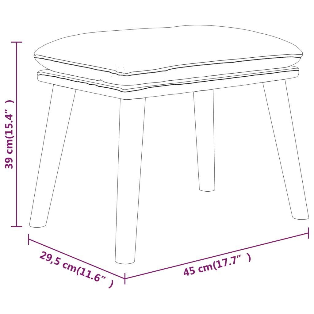 vidaXL kājsoliņš, 45x29,5x39 cm, gaiši pelēks samts цена и информация | Sēžammaisi, pufi | 220.lv