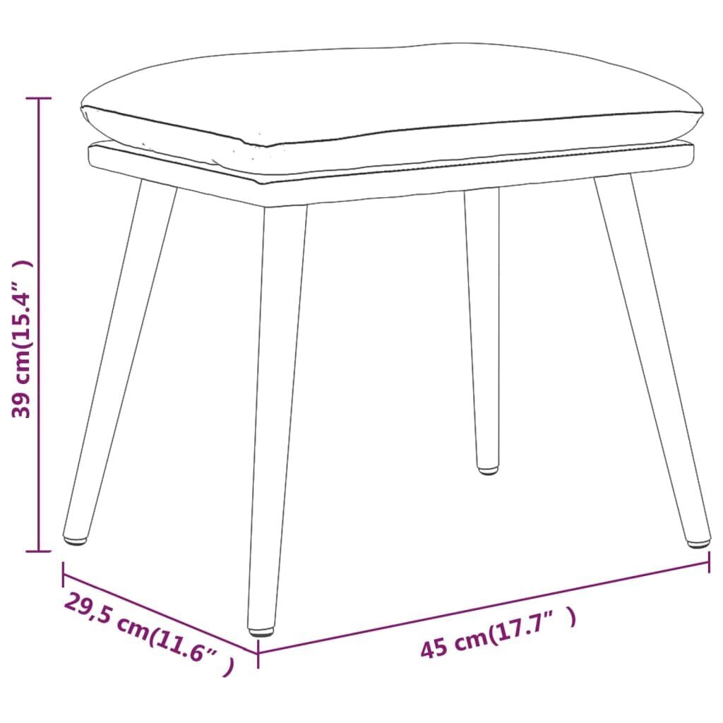 vidaXL kājsoliņš, 45x29,5x39 cm, gaiši pelēks samts cena un informācija | Sēžammaisi, pufi | 220.lv