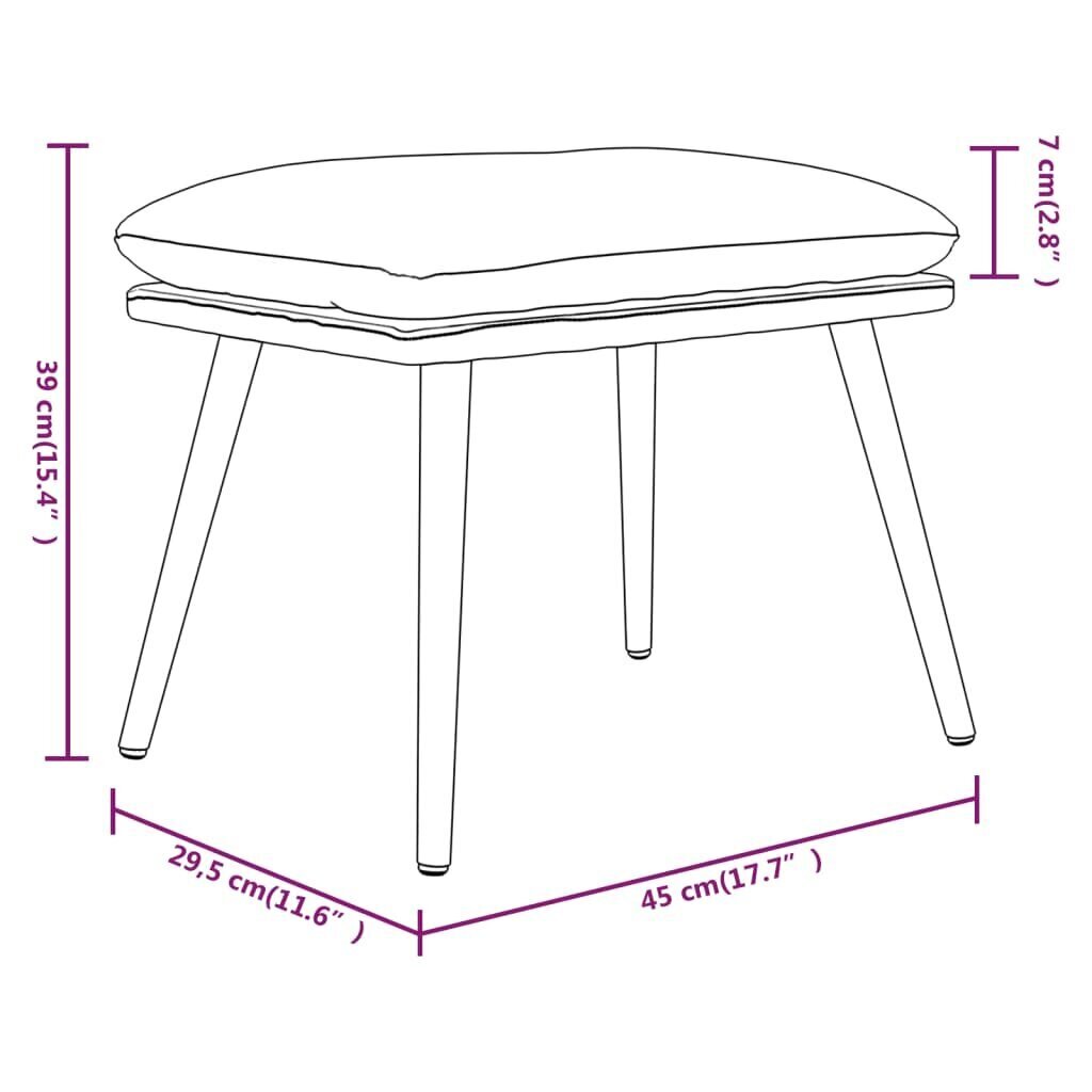 vidaXL kājsoliņš, 45x29,5x39 cm, melns, audums un mākslīgā āda cena un informācija | Sēžammaisi, pufi | 220.lv