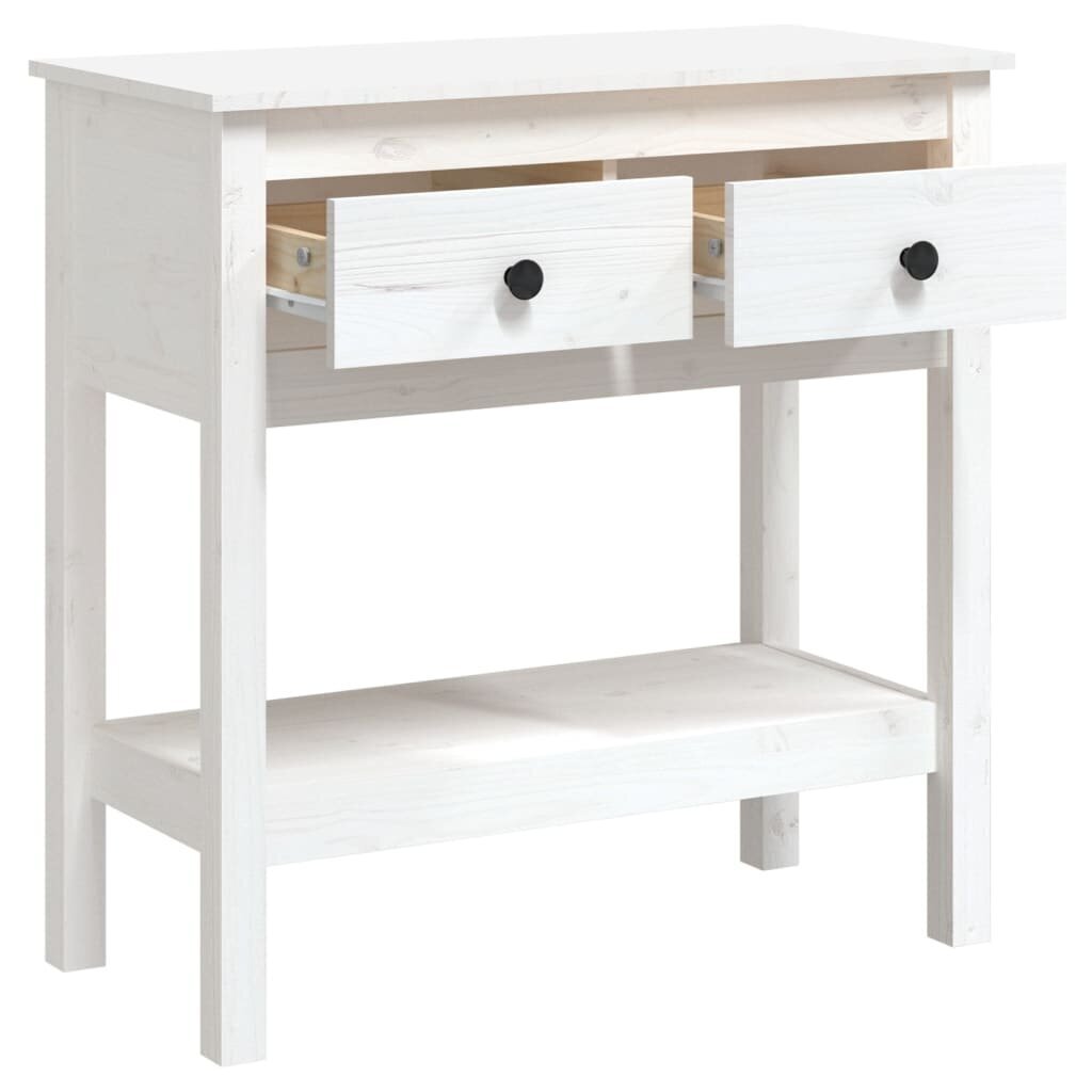 vidaXL konsoles galdiņš, balts, 75x35x75 cm, priedes masīvkoks cena un informācija | Konsoles galdiņi | 220.lv