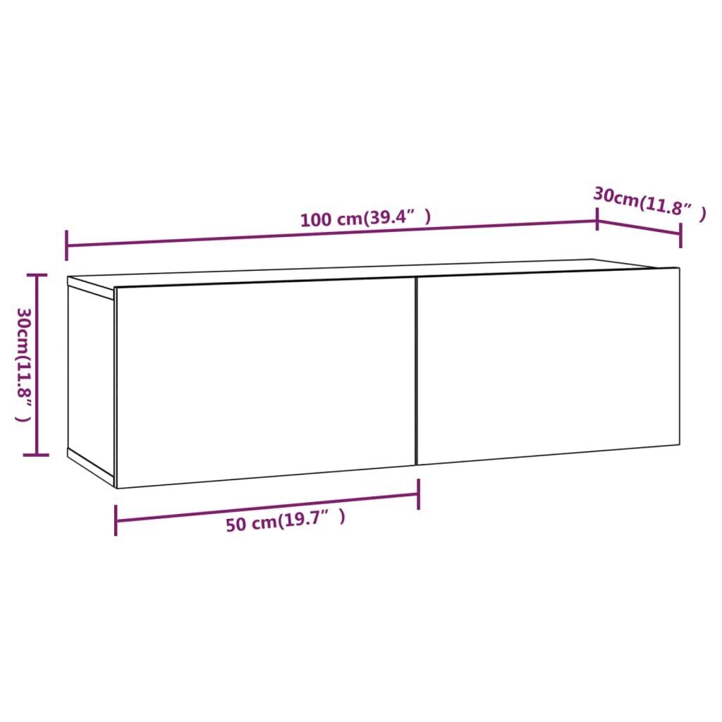 vidaXL sienas TV skapīši, 4 gab., pelēka ozolkoka krāsa, 100x30x30 cm cena un informācija | TV galdiņi | 220.lv