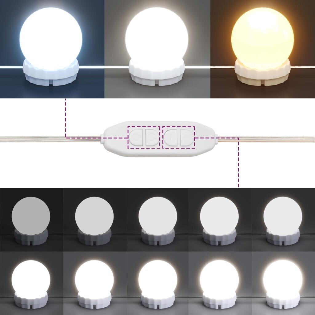 vidaXL spoguļgaldiņš ar LED, balts, 96x40x142 cm cena un informācija | Kosmētikas galdiņi | 220.lv
