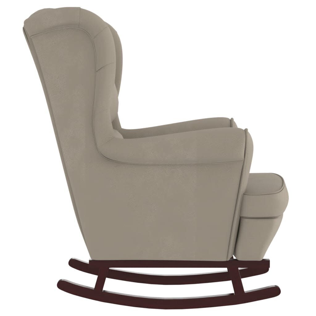 vidaXL šūpuļkrēsls ar kājsoliņu, koka kājas, gaiši pelēks samts cena un informācija | Atpūtas krēsli | 220.lv
