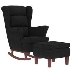 vidaXL šūpuļkrēsls ar kājsoliņu, koka kājas, melns samts cena un informācija | Atpūtas krēsli | 220.lv