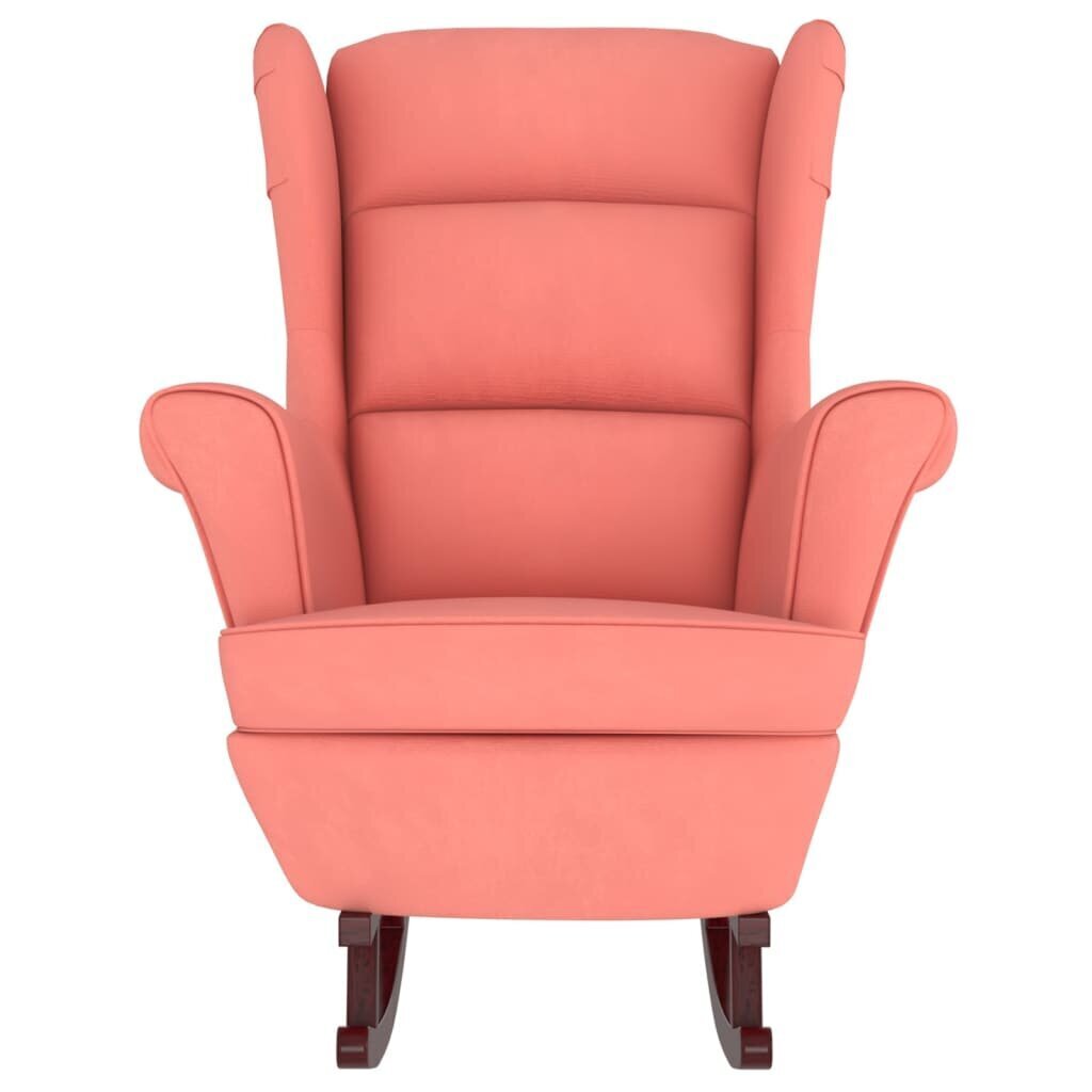 vidaXL šūpuļkrēsls ar kājsoliņu, koka kājas, rozā samts cena un informācija | Atpūtas krēsli | 220.lv
