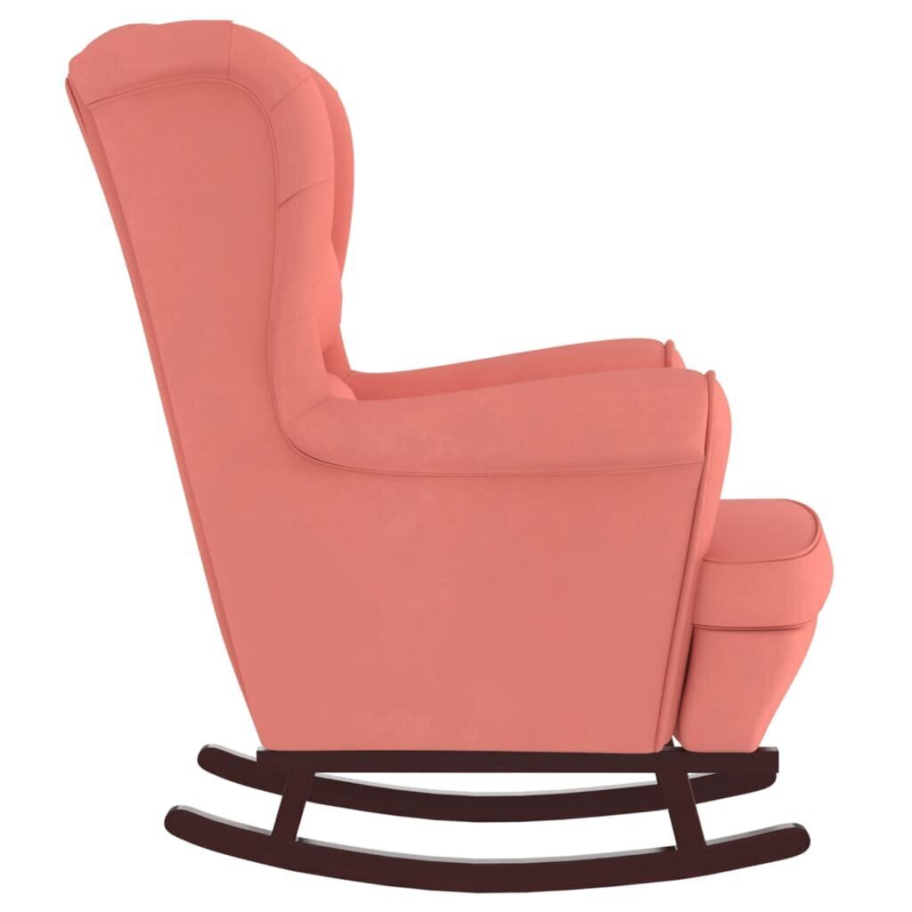 vidaXL šūpuļkrēsls ar kājsoliņu, koka kājas, rozā samts cena un informācija | Atpūtas krēsli | 220.lv