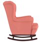 vidaXL šūpuļkrēsls ar kājsoliņu, koka kājas, rozā samts цена и информация | Atpūtas krēsli | 220.lv