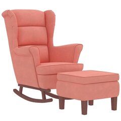 vidaXL šūpuļkrēsls ar kājsoliņu, koka kājas, rozā samts цена и информация | Кресла в гостиную | 220.lv