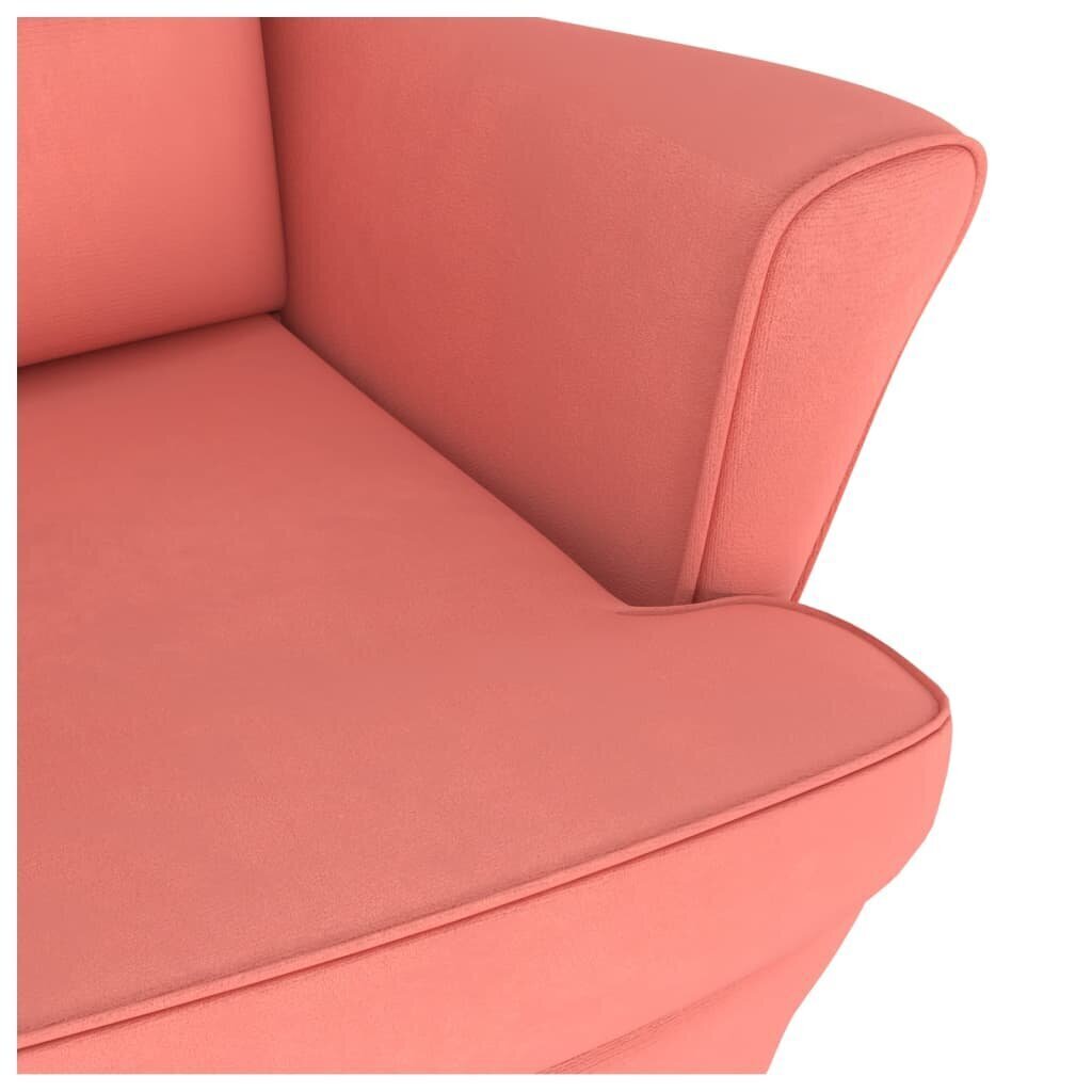 vidaXL šūpuļkrēsls ar kājsoliņu, koka kājas, rozā samts цена и информация | Atpūtas krēsli | 220.lv