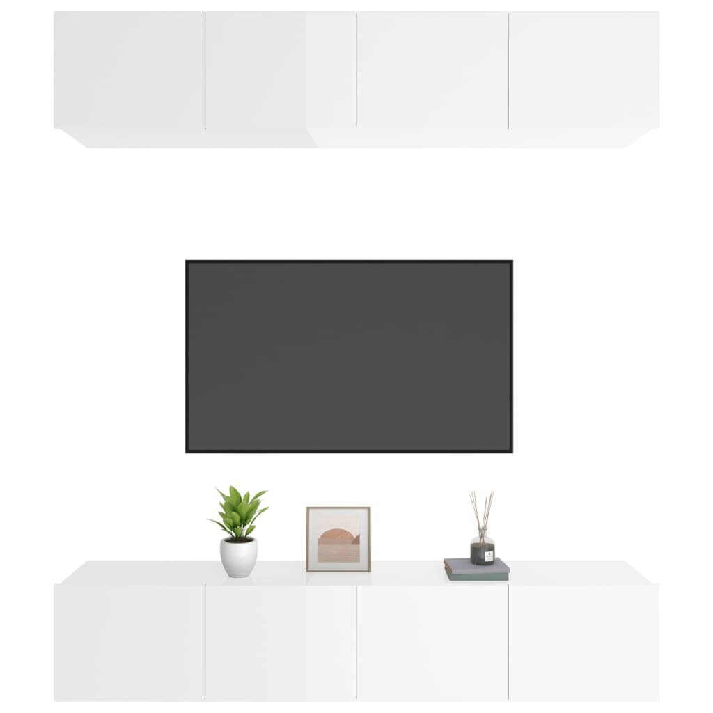 vidaXL TV skapīši, 4 gb., spīdīgi balti, 80x30x30cm, inženierijas koks цена и информация | TV galdiņi | 220.lv