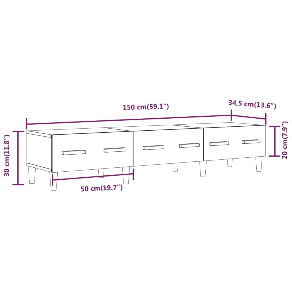 vidaXL TV skapītis, pelēka ozolkoka, 150x34,5x30 cm, inženierijas koks cena un informācija | TV galdiņi | 220.lv