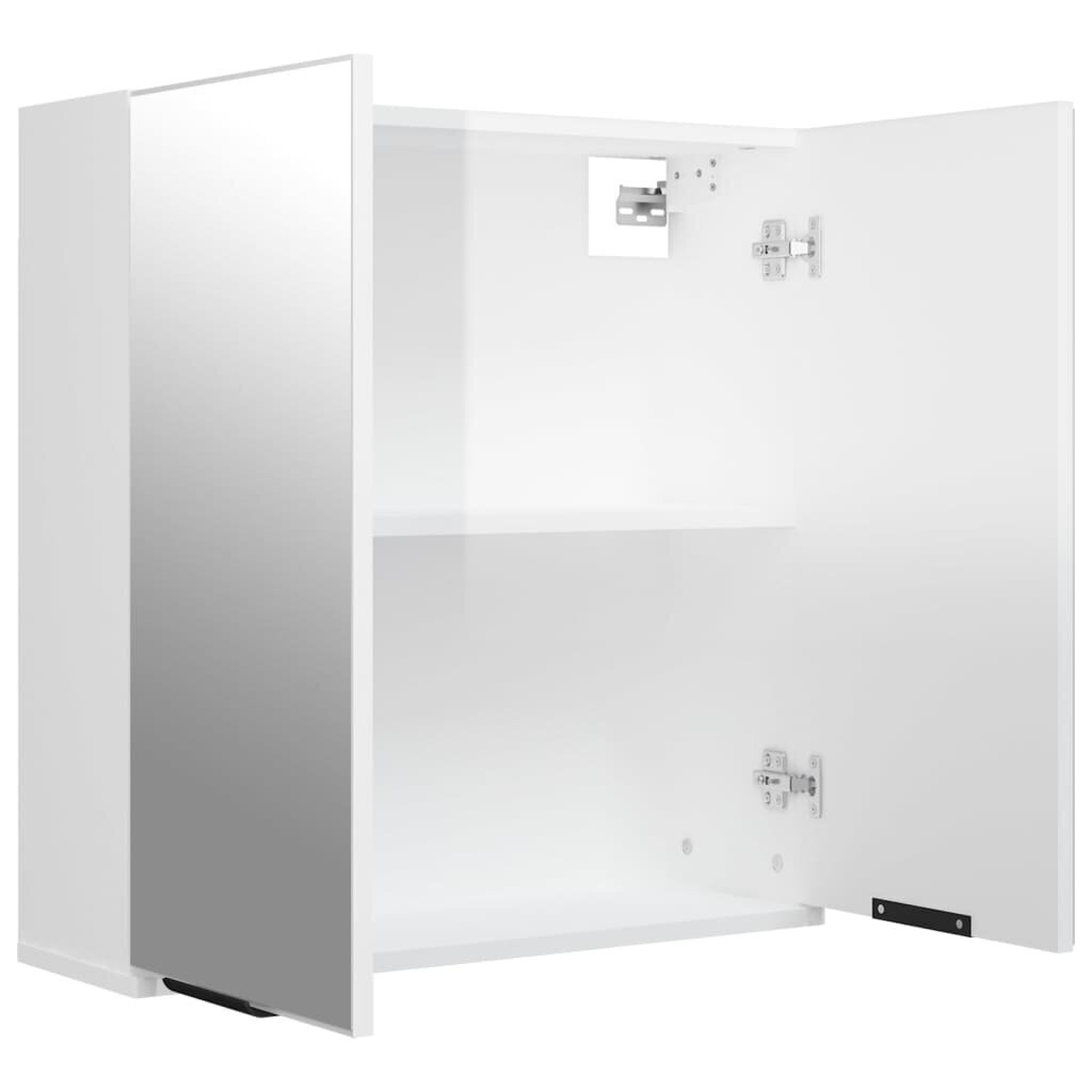vidaXL vannasistabas spoguļskapītis, spīdīgi balts, 64x20x67 cm cena un informācija | Vannas istabas skapīši | 220.lv