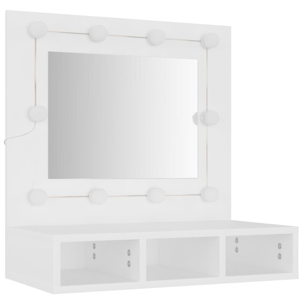 Spoguļskapis ar led apgaismojumu, balts, 60x31,5x62cm cena un informācija | Vannas istabas skapīši | 220.lv
