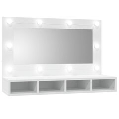 Spoguļskapis ar led apgaismojumu, balts, 90x31,5x62cm цена и информация | Шкафчики для ванной | 220.lv