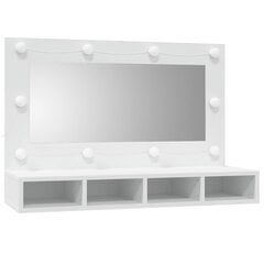 Spoguļskapis ar led apgaismojumu, balts, 90x31,5x62cm цена и информация | Шкафчики для ванной | 220.lv