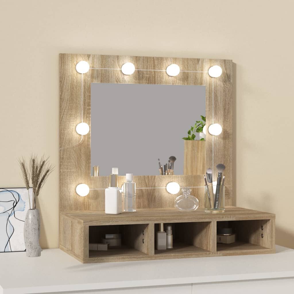 Spoguļskapis ar led apgaismojumu, ozola, 60x31,5x62cm цена и информация | Vannas istabas skapīši | 220.lv
