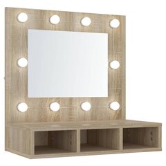 Spoguļskapis ar led apgaismojumu, ozola, 60x31,5x62cm цена и информация | Шкафчики для ванной | 220.lv