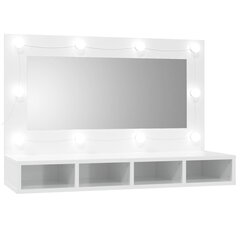 Spoguļskapis ar led, balts, 90x31,5x62cm, spīdīgs цена и информация | Шкафчики для ванной | 220.lv