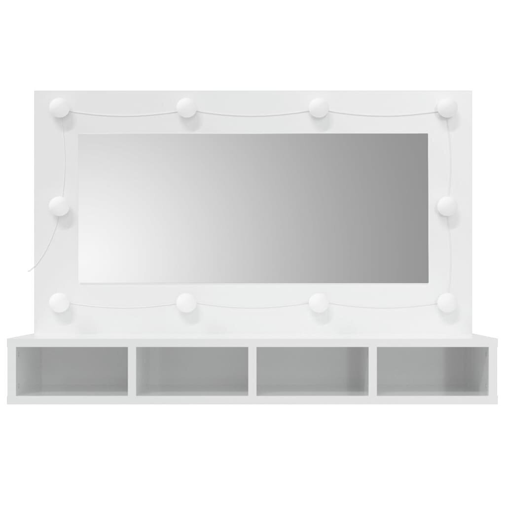 Spoguļskapis ar led, balts, 90x31,5x62cm, spīdīgs cena un informācija | Vannas istabas skapīši | 220.lv
