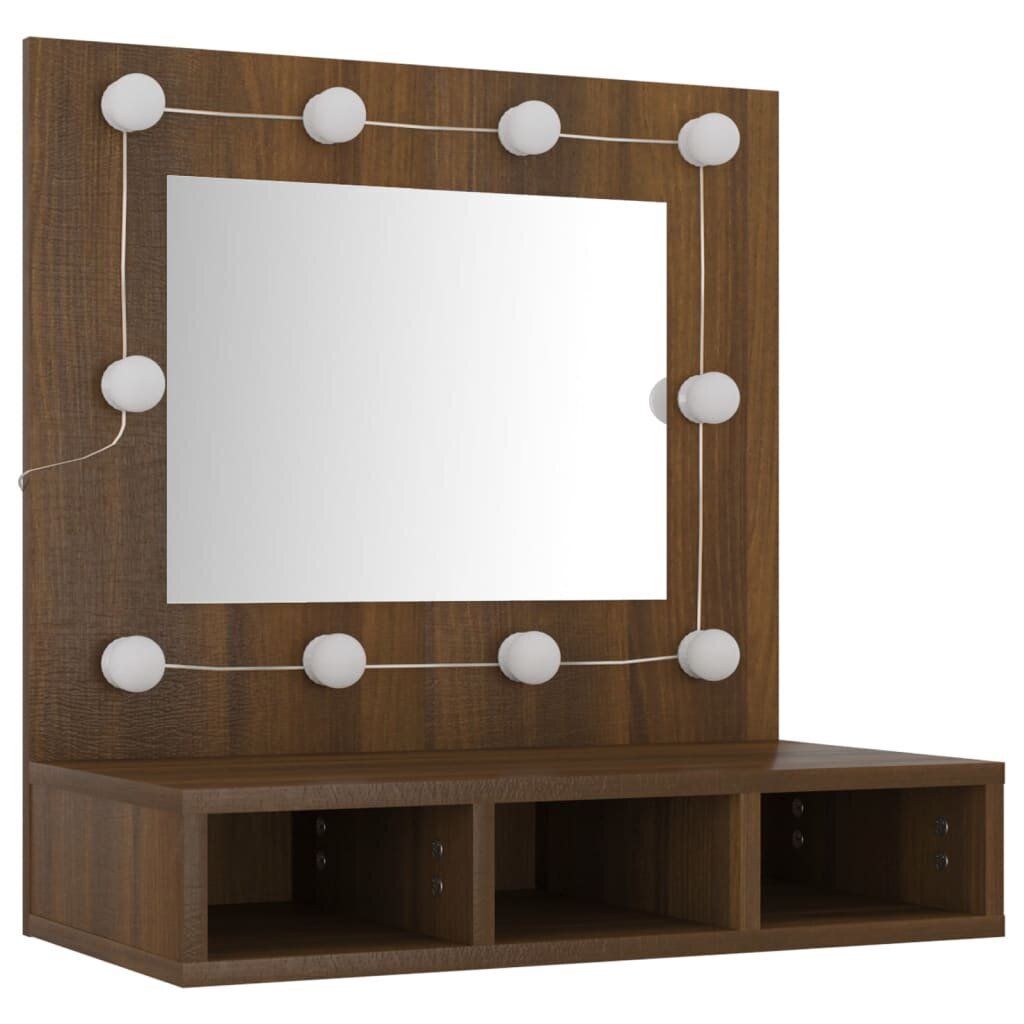 Spoguļskapis ar led, brūna ozola, 60x31,5x62cm цена и информация | Vannas istabas skapīši | 220.lv