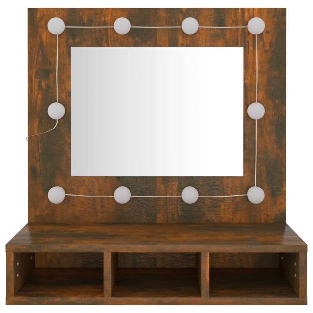 Spoguļskapis ar led, dūmakaina ozola, 60x31,5x62cm cena un informācija | Vannas istabas skapīši | 220.lv