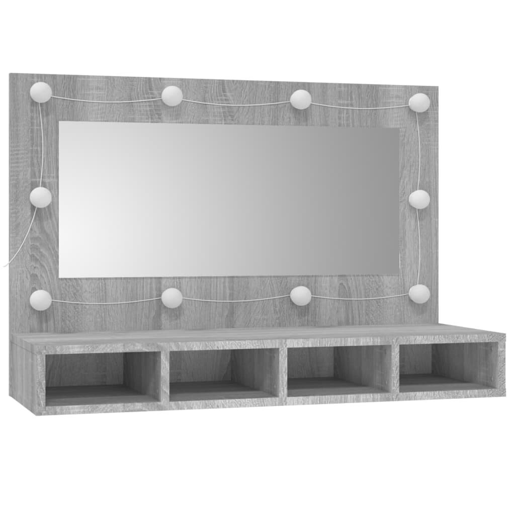 Spoguļskapis ar led, pelēka ozola, 90x31,5x62cm цена и информация | Vannas istabas skapīši | 220.lv