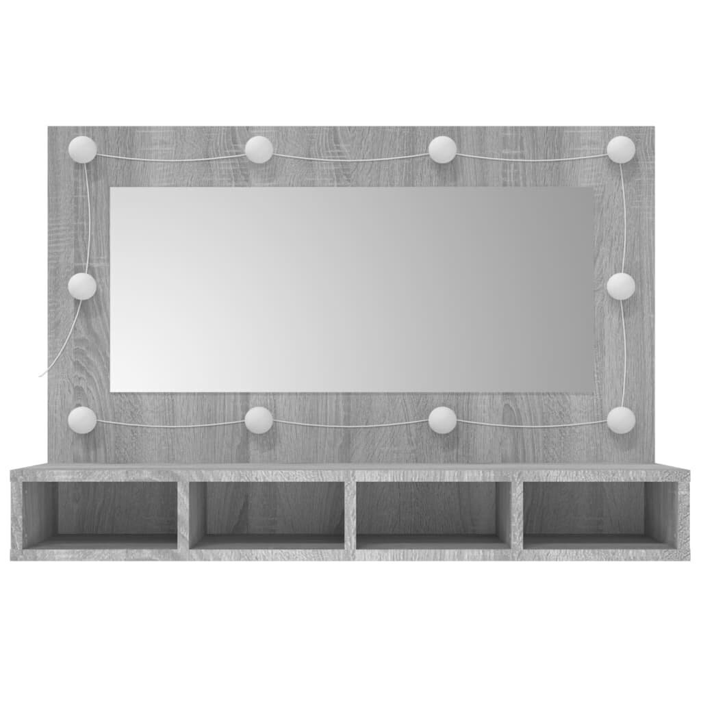 Spoguļskapis ar led, pelēka ozola, 90x31,5x62cm цена и информация | Vannas istabas skapīši | 220.lv
