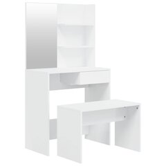 Tualetes galda komplekts, balts, 74,5x40x141cm, spīdīgs цена и информация | Туалетные столики | 220.lv