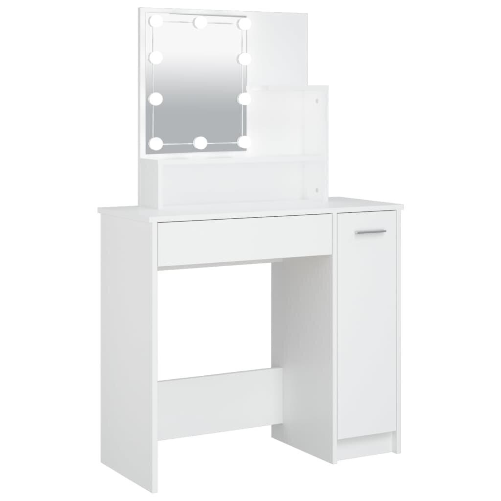 Tualetes galds ar led apgaismojumu, balts, 86,5x35x136cm cena un informācija | Kosmētikas galdiņi | 220.lv