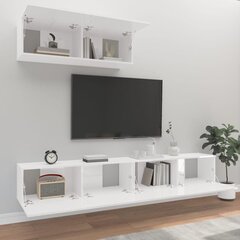 vidaXL 3-daļīgs TV skapīšu komplekts, spīdīgi balts, inženierijas koks цена и информация | Тумбы под телевизор | 220.lv