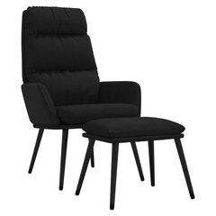vidaXL atpūtas krēsls ar kājsoliņu, melns, audums un mākslīgā āda цена и информация | Кресла в гостиную | 220.lv
