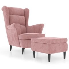 vidaXL atpūtas krēsls ar kājsoliņu, rozā samts cena un informācija | Atpūtas krēsli | 220.lv
