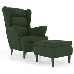 vidaXL atpūtas krēsls ar kāju soliņu, tumši zaļš samts cena un informācija | Atpūtas krēsli | 220.lv