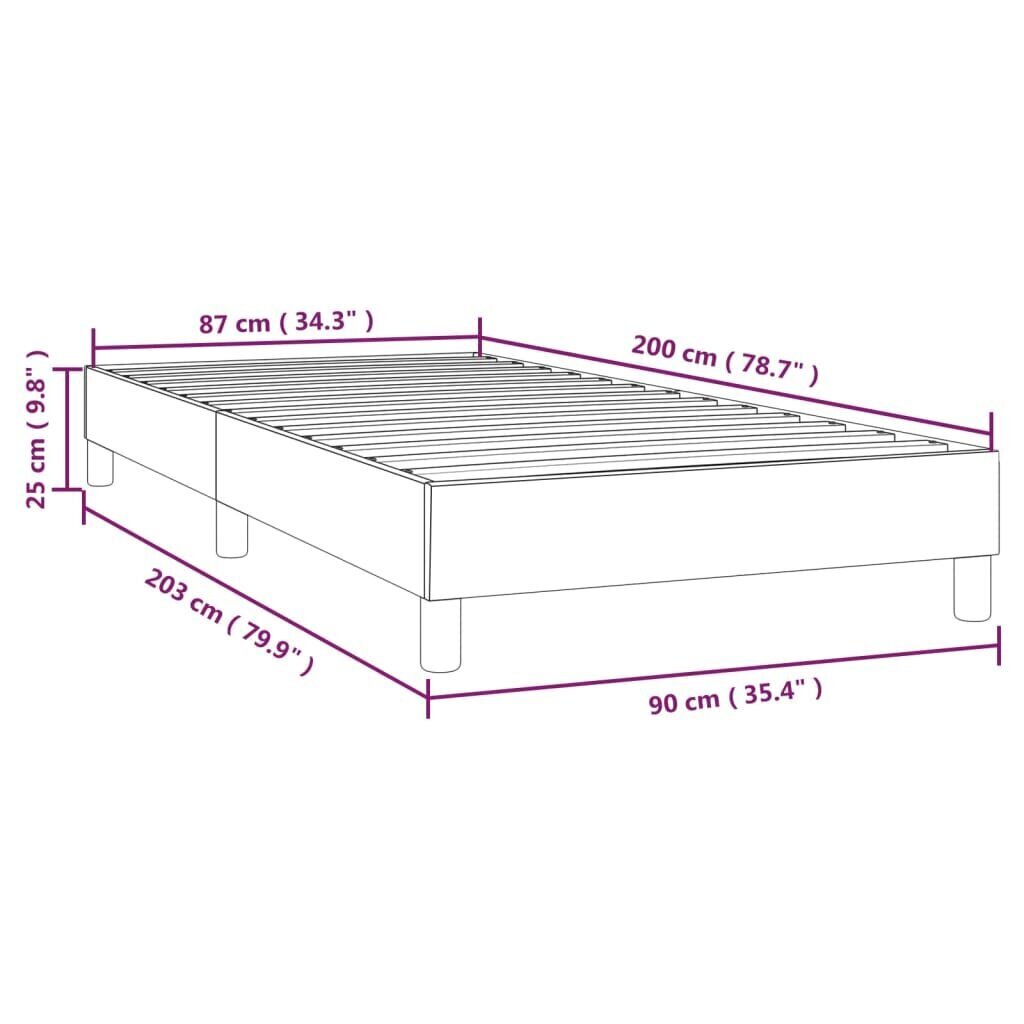 vidaXL atsperu gultas rāmis, melns samts, 90x200 cm cena un informācija | Gultas | 220.lv